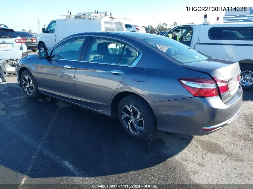 2017 Honda Accord Lx VIN: 1HGCR2F30HA114328 Lot: 40873837