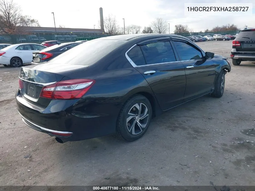 2017 Honda Accord Lx VIN: 1HGCR2F3XHA258727 Lot: 40877180