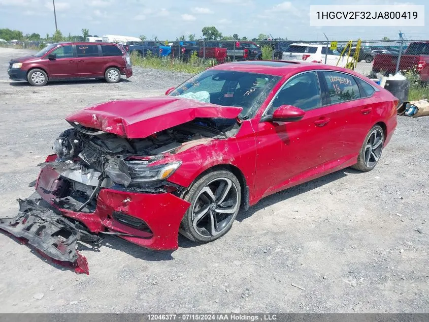 2018 Honda Accord Sport VIN: 1HGCV2F32JA800419 Lot: 12046377