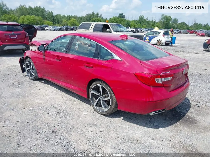 2018 Honda Accord Sport VIN: 1HGCV2F32JA800419 Lot: 12046377