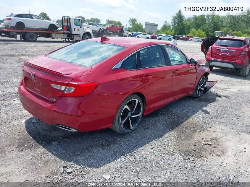 2018 Honda Accord Sport VIN: 1HGCV2F32JA800419 Lot: 12046377