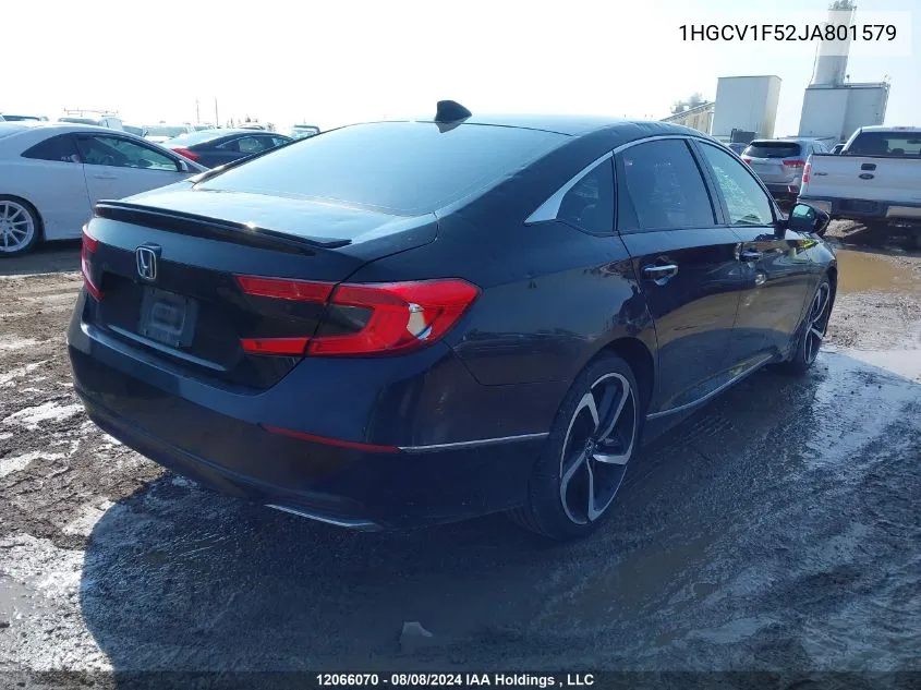 2018 Honda Accord Sedan VIN: 1HGCV1F52JA801579 Lot: 12066070