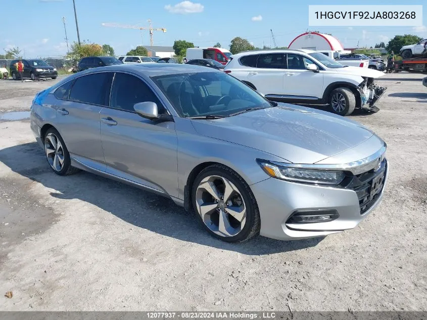 2018 Honda Accord Touring VIN: 1HGCV1F92JA803268 Lot: 12077937