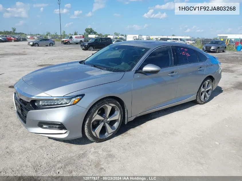 2018 Honda Accord Touring VIN: 1HGCV1F92JA803268 Lot: 12077937