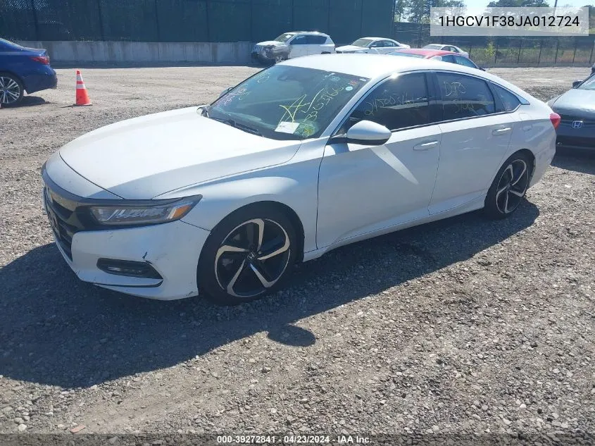 2018 Honda Accord Sport VIN: 1HGCV1F38JA012724 Lot: 39272841