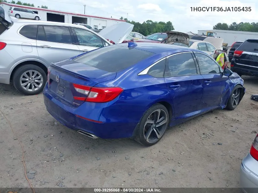 2018 Honda Accord Sport VIN: 1HGCV1F36JA105435 Lot: 39295868