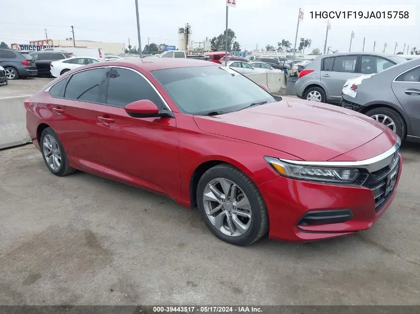 2018 Honda Accord Lx VIN: 1HGCV1F19JA015758 Lot: 39443517