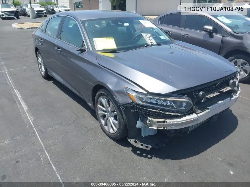 2018 Honda Accord Lx VIN: 1HGCV1F10JA108796 Lot: 39466095