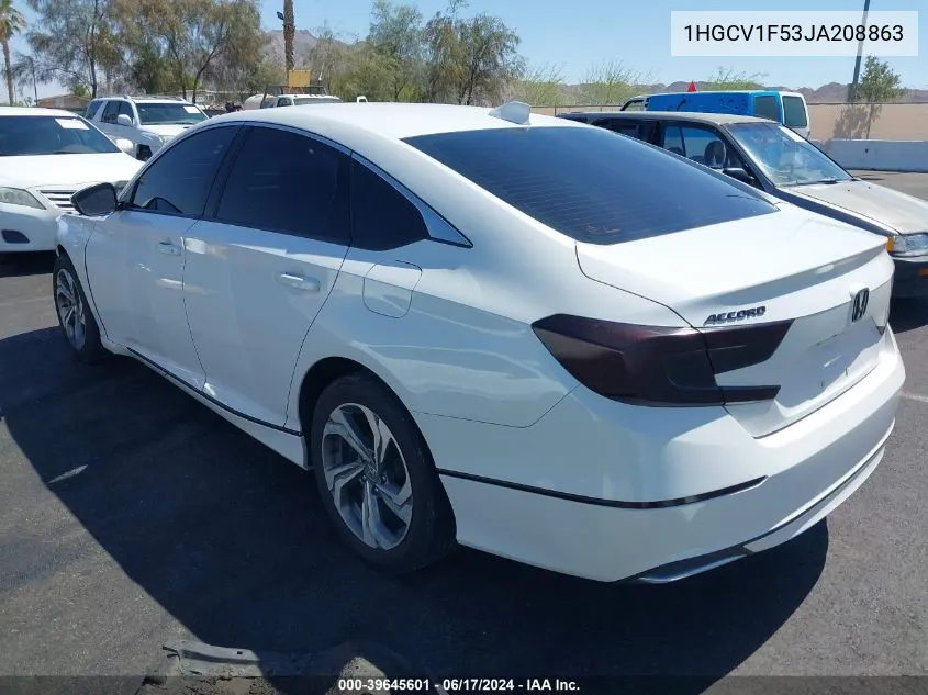 2018 Honda Accord Ex-L VIN: 1HGCV1F53JA208863 Lot: 39645601