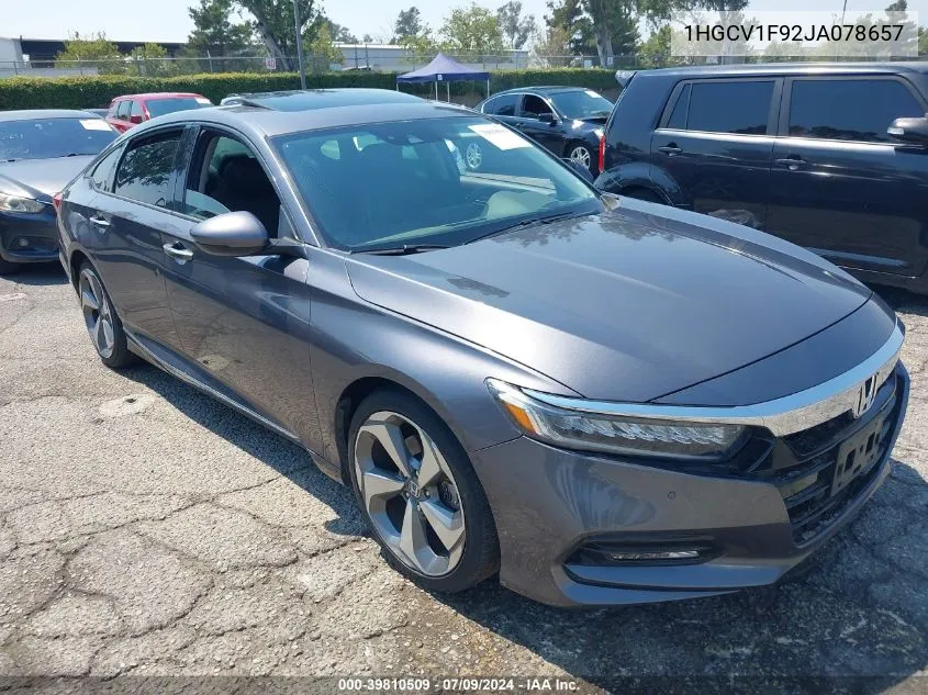 2018 Honda Accord Touring VIN: 1HGCV1F92JA078657 Lot: 39810509