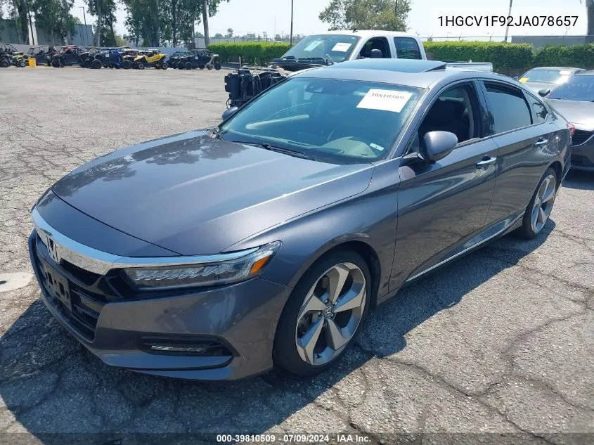 2018 Honda Accord Touring VIN: 1HGCV1F92JA078657 Lot: 39810509