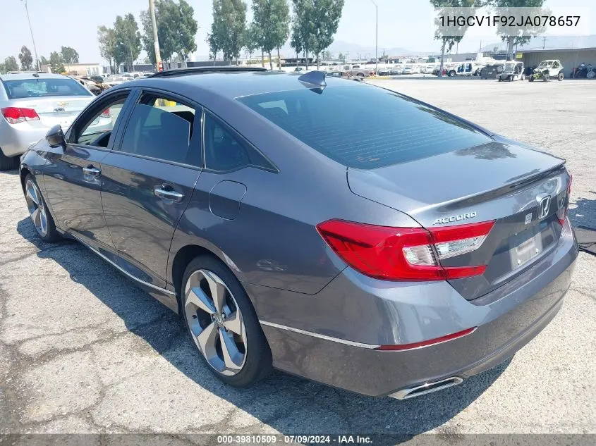 2018 Honda Accord Touring VIN: 1HGCV1F92JA078657 Lot: 39810509