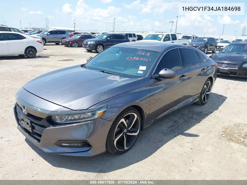 2018 Honda Accord Sport VIN: 1HGCV1F34JA184698 Lot: 39817926