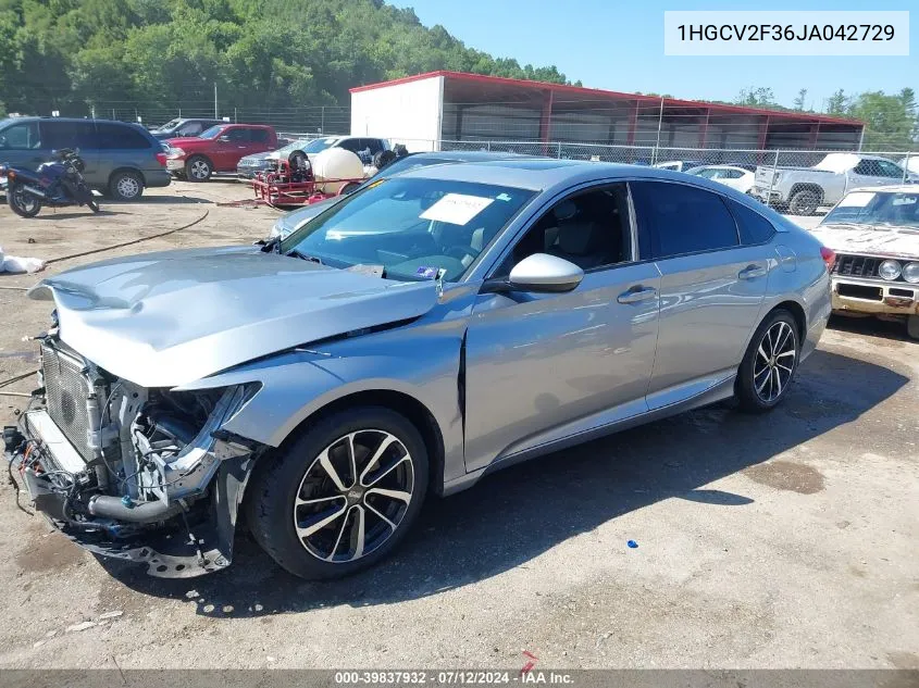 2018 Honda Accord Sport 2.0T VIN: 1HGCV2F36JA042729 Lot: 39837932