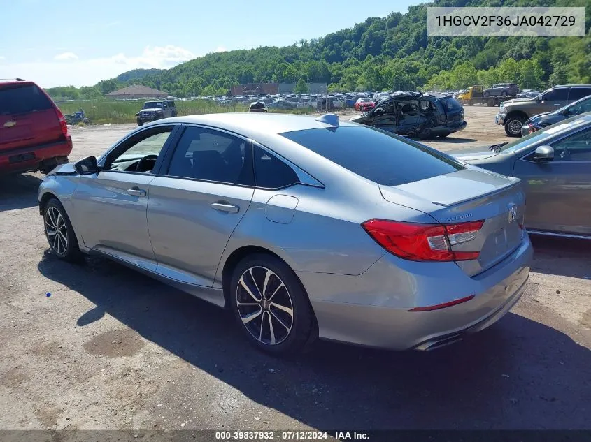 2018 Honda Accord Sport 2.0T VIN: 1HGCV2F36JA042729 Lot: 39837932