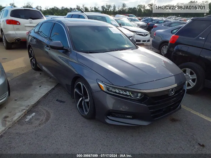 2018 Honda Accord Sport 2.0T VIN: 1HGCV2F38JA016701 Lot: 39867599