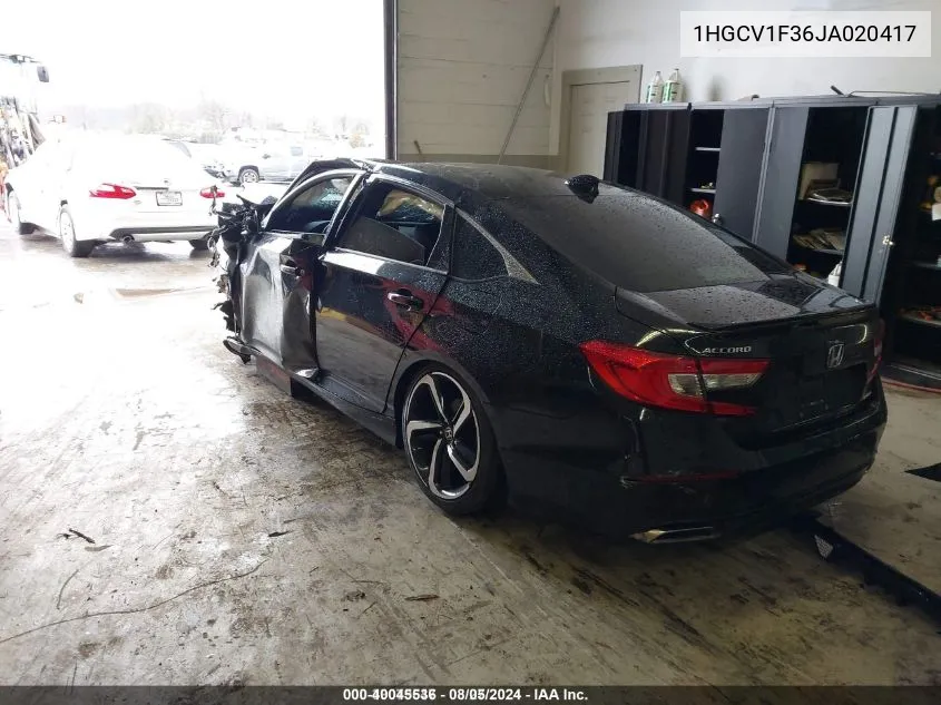 1HGCV1F36JA020417 2018 Honda Accord Sport