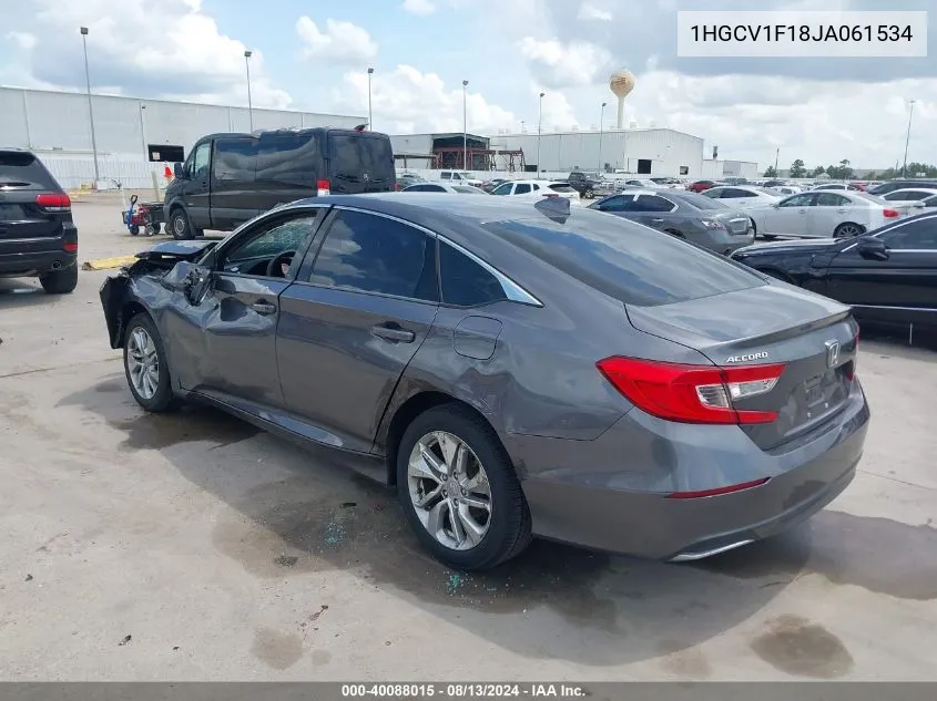 2018 Honda Accord Lx VIN: 1HGCV1F18JA061534 Lot: 40088015