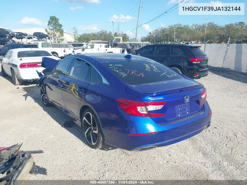 2018 Honda Accord Sport VIN: 1HGCV1F39JA132144 Lot: 40457156