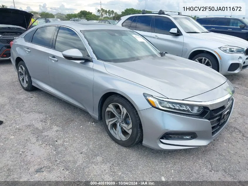 2018 Honda Accord Ex-L 2.0T VIN: 1HGCV2F50JA011672 Lot: 40519089