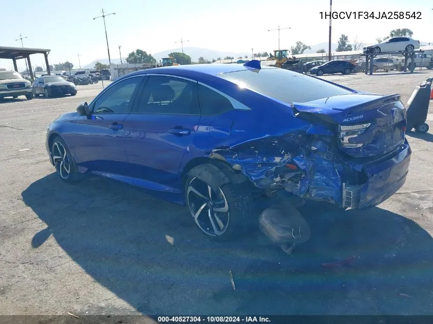 1HGCV1F34JA258542 2018 Honda Accord Sport