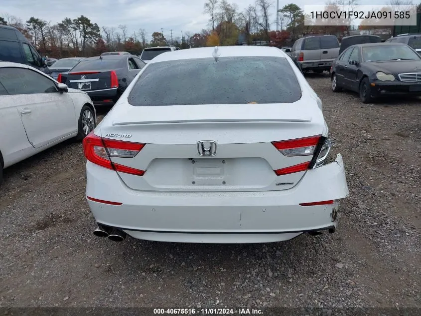 2018 Honda Accord Touring VIN: 1HGCV1F92JA091585 Lot: 40675516