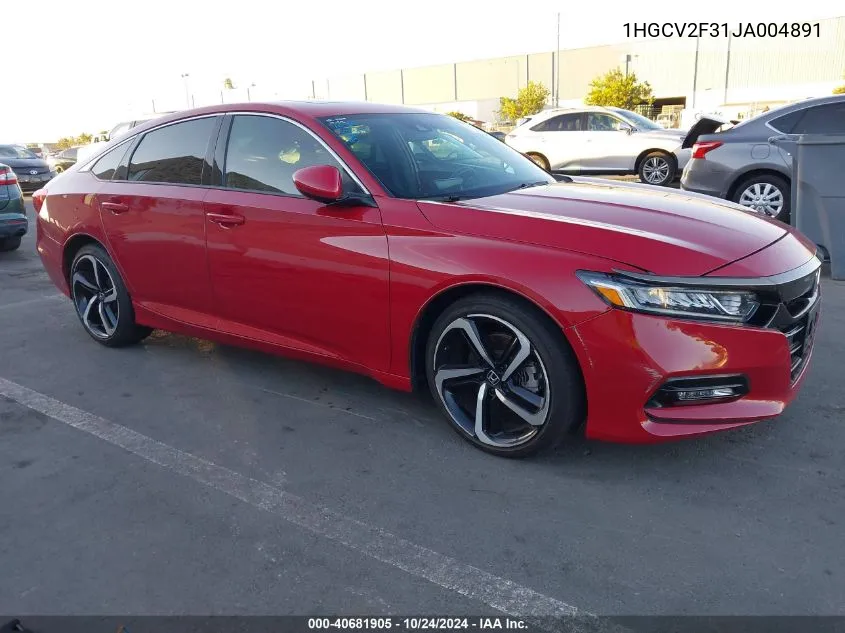 1HGCV2F31JA004891 2018 Honda Accord Sport 2.0T