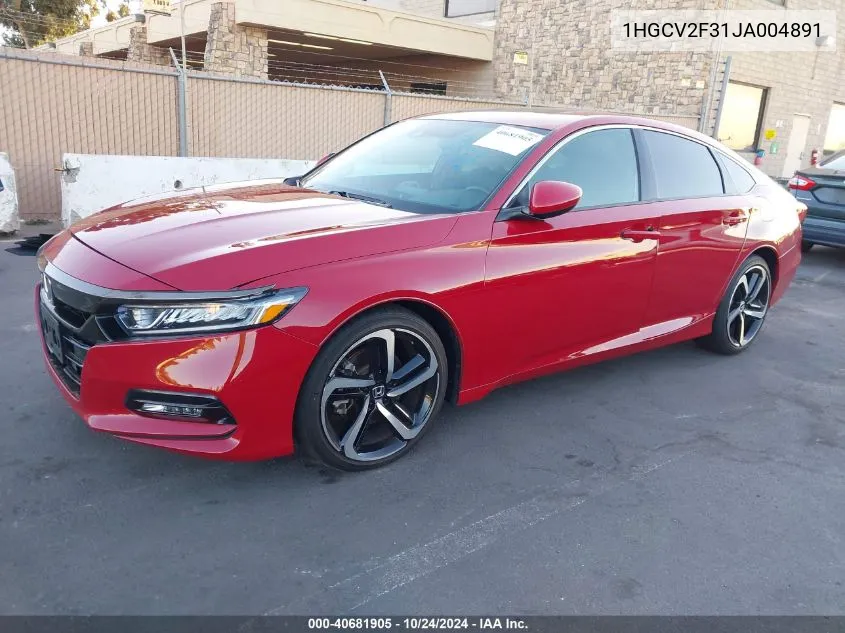 1HGCV2F31JA004891 2018 Honda Accord Sport 2.0T