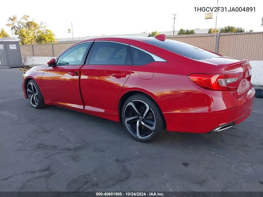 1HGCV2F31JA004891 2018 Honda Accord Sport 2.0T