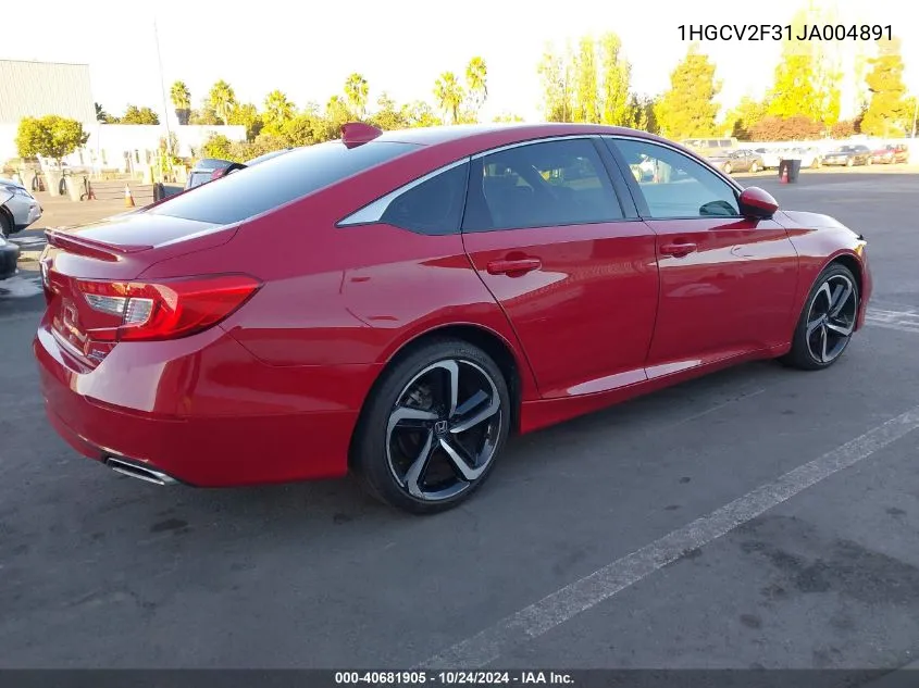 1HGCV2F31JA004891 2018 Honda Accord Sport 2.0T