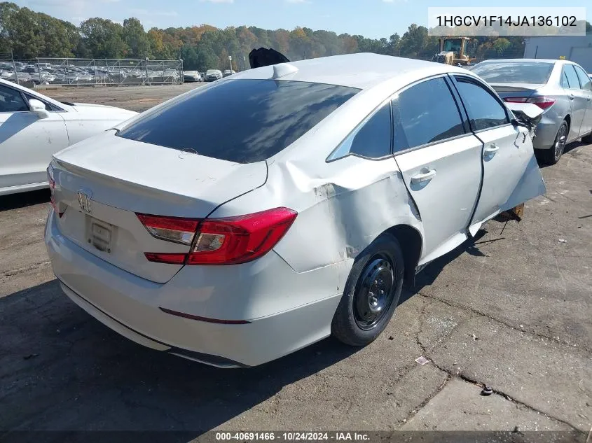 2018 Honda Accord Lx VIN: 1HGCV1F14JA136102 Lot: 40691466