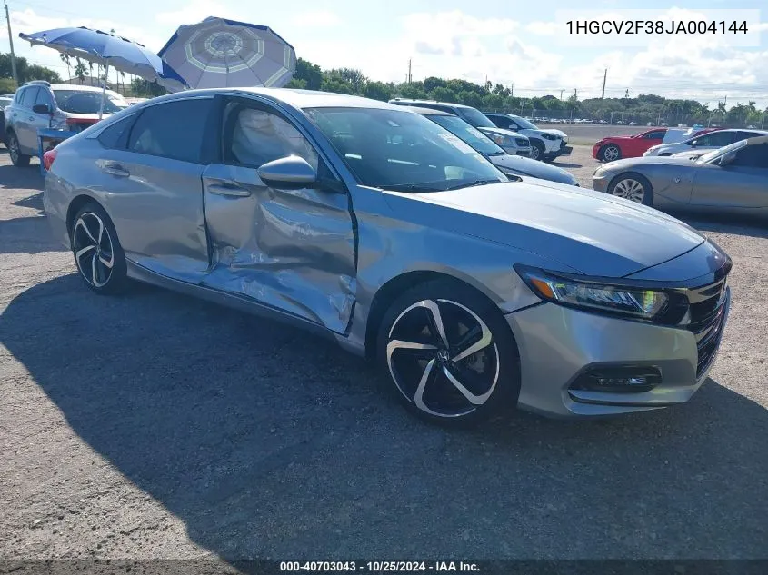 2018 Honda Accord Sport 2.0T VIN: 1HGCV2F38JA004144 Lot: 40703043