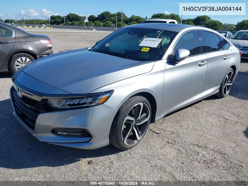 1HGCV2F38JA004144 2018 Honda Accord Sport 2.0T