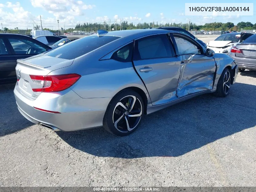 1HGCV2F38JA004144 2018 Honda Accord Sport 2.0T