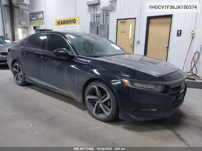 2018 Honda Accord Sport VIN: 1HGCV1F36JA150374 Lot: 40717468