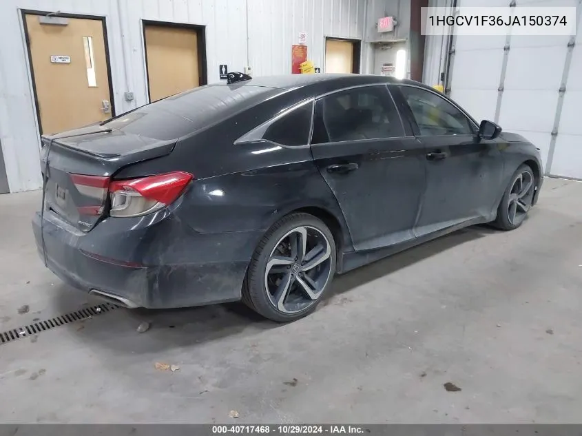 2018 Honda Accord Sport VIN: 1HGCV1F36JA150374 Lot: 40717468