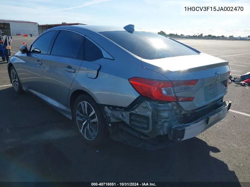 2018 Honda Accord Hybrid VIN: 1HGCV3F15JA002470 Lot: 40718051