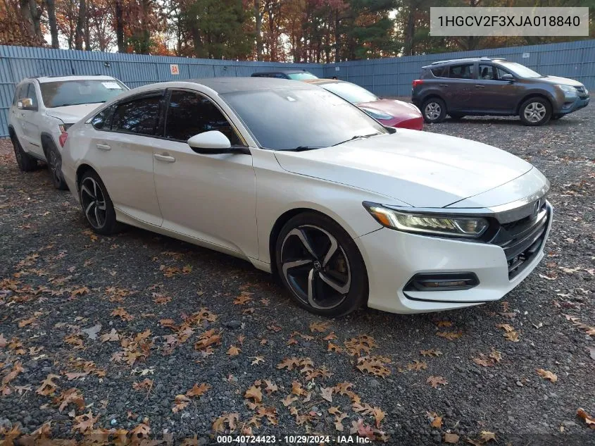 2018 Honda Accord Sport 2.0T VIN: 1HGCV2F3XJA018840 Lot: 40724423