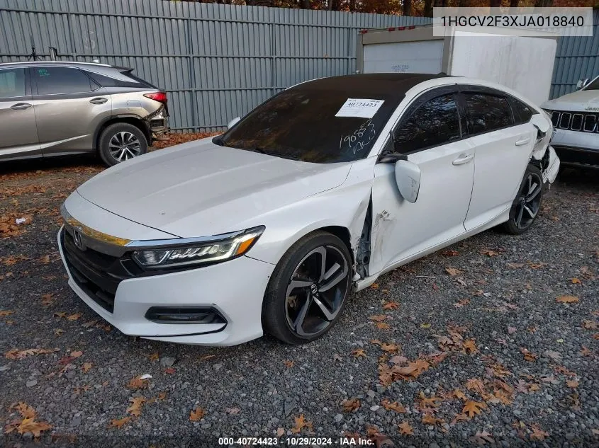 2018 Honda Accord Sport 2.0T VIN: 1HGCV2F3XJA018840 Lot: 40724423