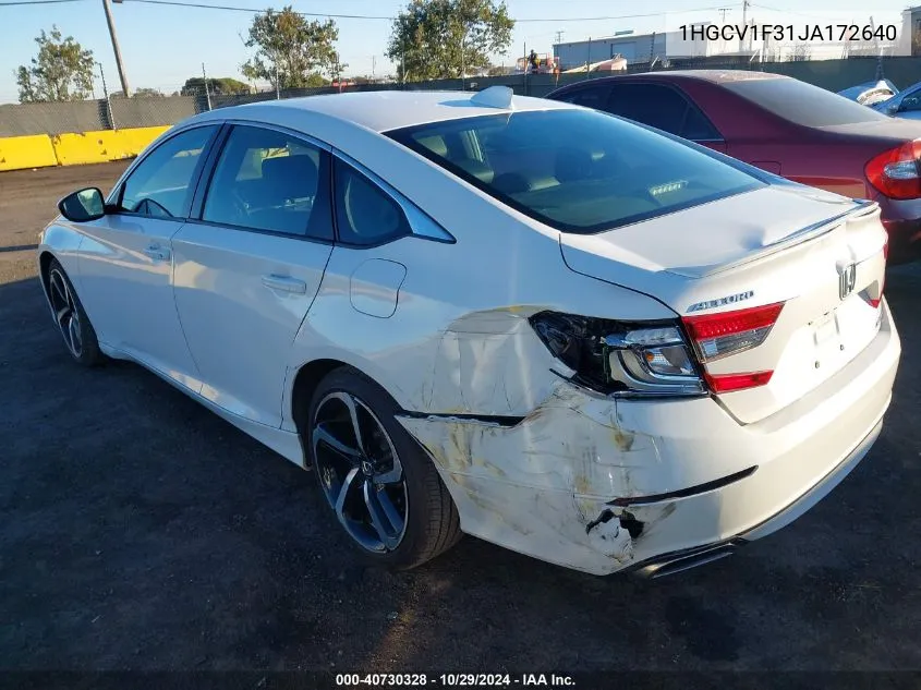 2018 Honda Accord Sport VIN: 1HGCV1F31JA172640 Lot: 40730328