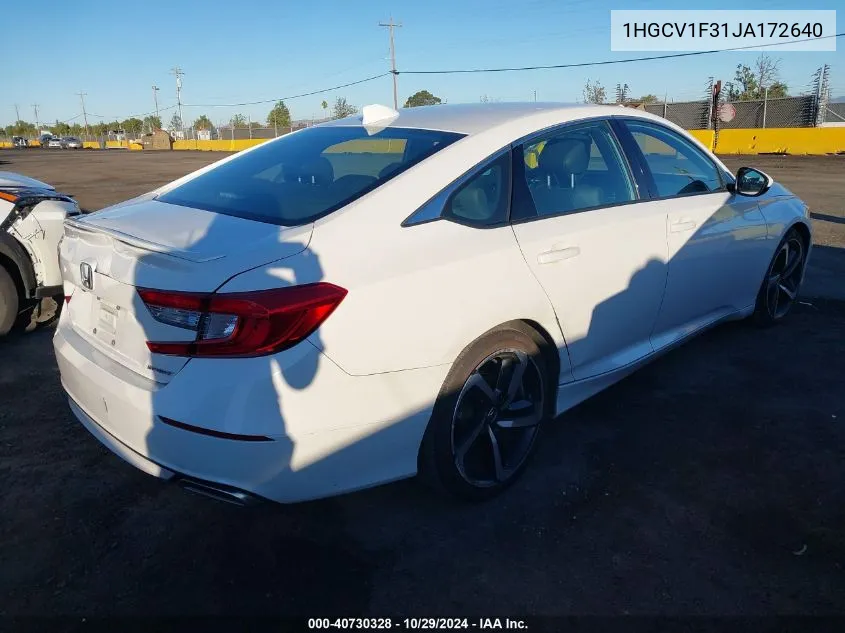 2018 Honda Accord Sport VIN: 1HGCV1F31JA172640 Lot: 40730328