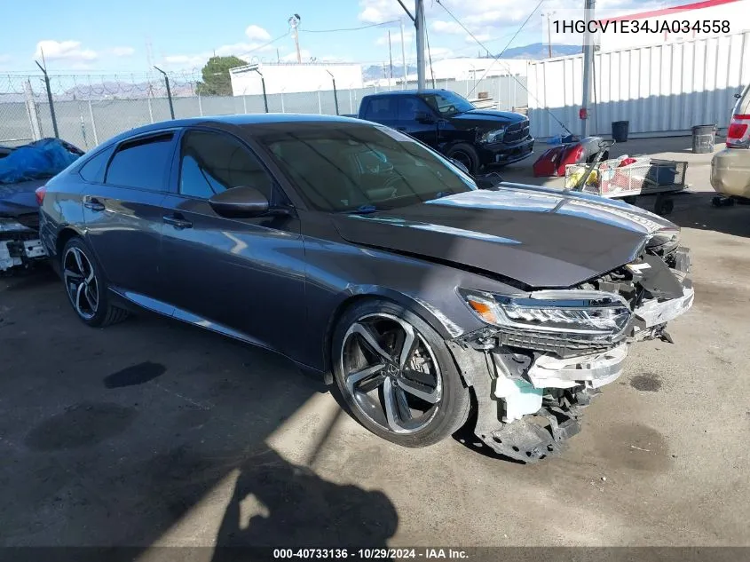 2018 Honda Accord Sport VIN: 1HGCV1E34JA034558 Lot: 40733136