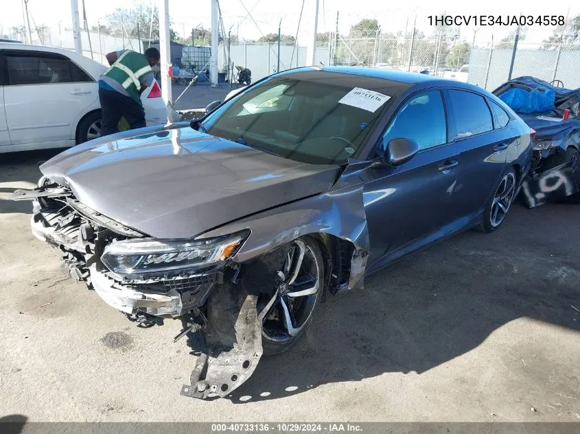 2018 Honda Accord Sport VIN: 1HGCV1E34JA034558 Lot: 40733136