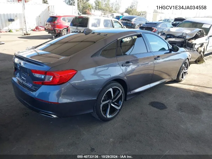 2018 Honda Accord Sport VIN: 1HGCV1E34JA034558 Lot: 40733136