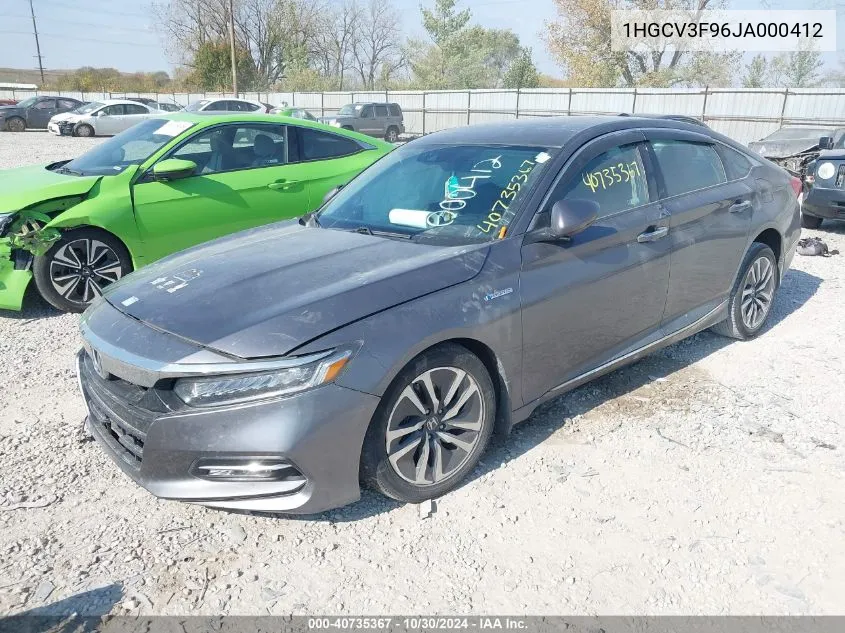 2018 Honda Accord Hybrid Touring VIN: 1HGCV3F96JA000412 Lot: 40735367