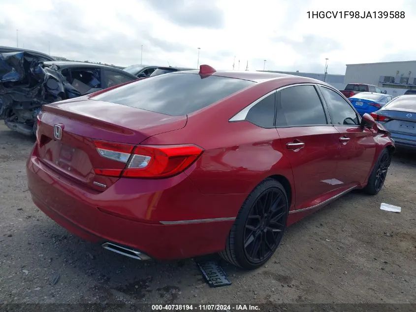 2018 Honda Accord Touring VIN: 1HGCV1F98JA139588 Lot: 40738194