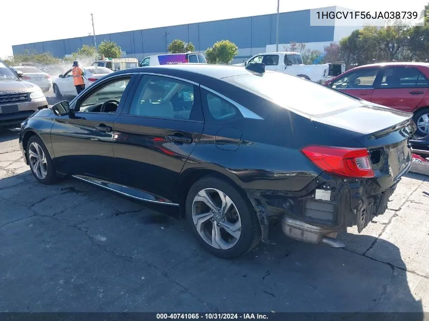 2018 Honda Accord Ex-L VIN: 1HGCV1F56JA038739 Lot: 40741065