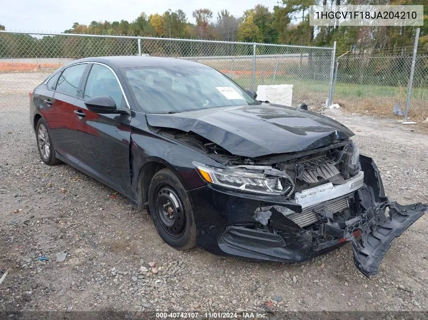 2018 Honda Accord Lx VIN: 1HGCV1F18JA204210 Lot: 40742107