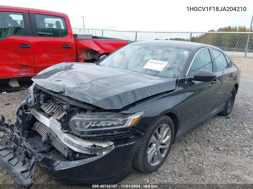 2018 Honda Accord Lx VIN: 1HGCV1F18JA204210 Lot: 40742107