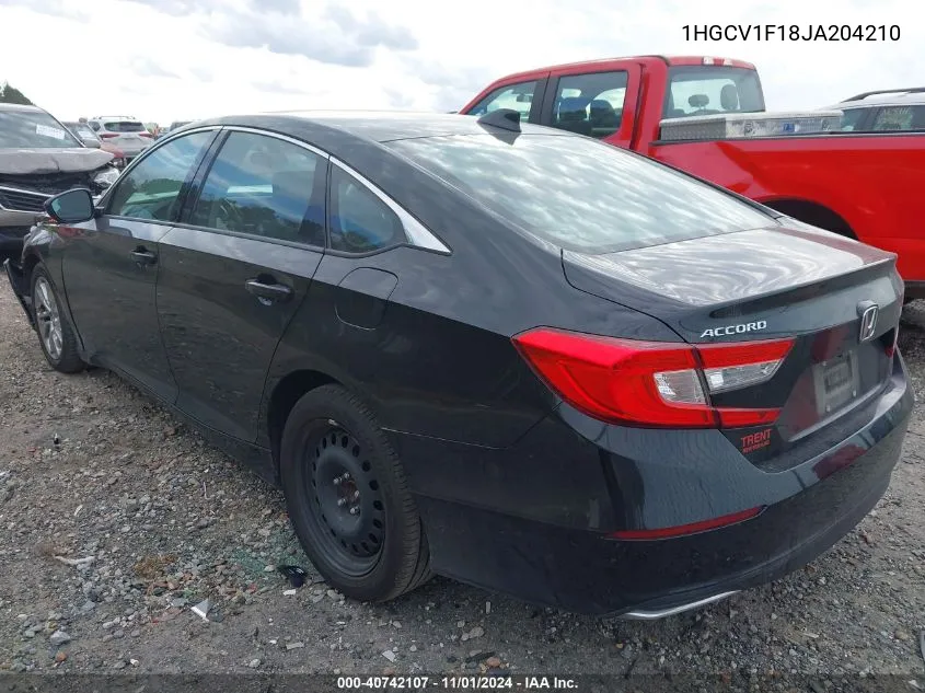 2018 Honda Accord Lx VIN: 1HGCV1F18JA204210 Lot: 40742107